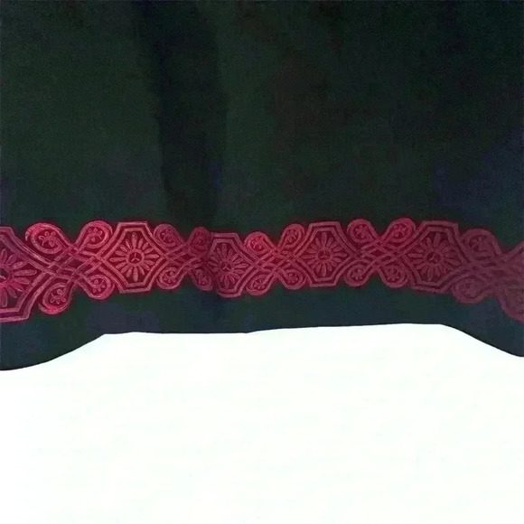 Ann Taylor Loft Women's Wool Pencil Skirt Black Red Embroidered Hem 14 - Picture 6 of 9